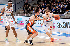Basketball, Basketball Superliga 2022/23, Platzierungsrunde 10, Oberwart Gunners, Klosterneuburg Dukes, Rob Howard (5), Valentin Bauer (14), Florian Koeppel (8)
