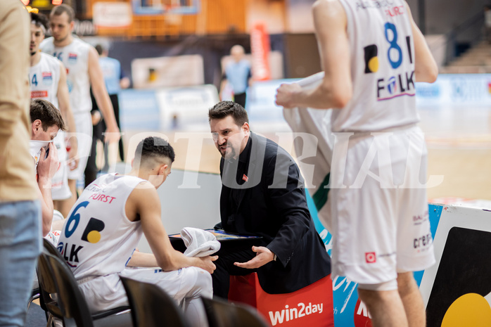 Basketball, Basketball Superliga 2022/23, Viertelfinale Spiel 1, Oberwart Gunners, Klosterneuburg Dukes, Horst Leitner (Coach)