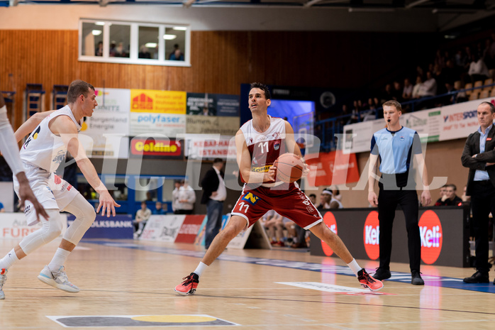 Basketball, Basketball Superliga 2022/23, Grunddurchgang Runde 20 , Oberwart Gunners, Flyers Wels, Edi Patekar (9), Fabricio Vay (11)