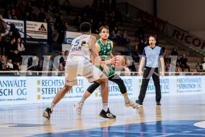 Basketball, Basketball Superliga 2022/23, Grunddurchgang Runde 21 , Oberwart Gunners, Kapfenberg Bulls, Rob Howard (5), Nemanja Krstic (12)