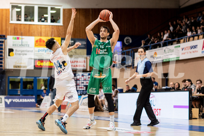 Basketball, Basketball Superliga 2022/23, Grunddurchgang Runde 21 , Oberwart Gunners, Kapfenberg Bulls, Derek Hanes (14), Nemanja Krstic (12)