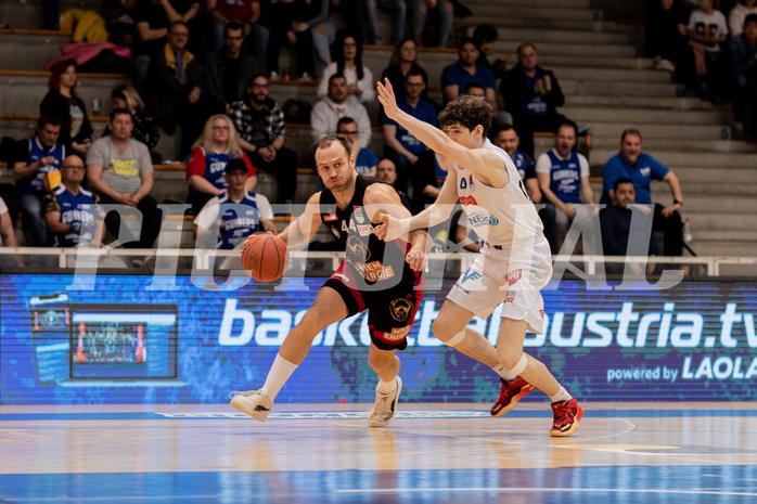 Basketball, Basketball Superliga 2022/23, Platzierungsrunde 3, Oberwart Gunners, BC Vienna, Enis Murati (44), Jonathan Wess (4)
