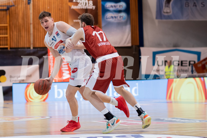 Basketball, Basketball Superliga 2022/23, Grunddurchgang Runde 20 , Oberwart Gunners, Flyers Wels, Brock Gardner (10), Jonas Winkler (17)