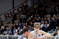 Basketball, Basketball Superliga 2022/23, Platzierungsrunde 10, Oberwart Gunners, Klosterneuburg Dukes, Valentin Bauer (14), Florian Koeppel (8)