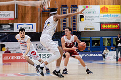 Basketball, Basketball Superliga 2022/23, Grunddurchgang Runde 20 , Oberwart Gunners, Flyers Wels, Derek Hanes (14), Rob Howard (5), Lukas Hahn (9)