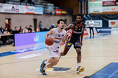 Basketball, Basketball Superliga 2022/23, Viertelfinale Spiel 1, Oberwart Gunners, Klosterneuburg Dukes, Derek Hanes (14), Arnold Fripp (3)