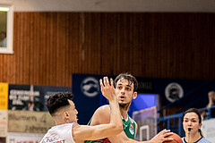 Basketball, Basketball Superliga 2022/23, Grunddurchgang Runde 21 , Oberwart Gunners, Kapfenberg Bulls, Derek Hanes (14), Nemanja Krstic (12)