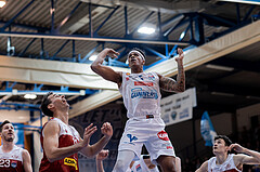 Basketball, Basketball Superliga 2022/23, Grunddurchgang Runde 20 , Oberwart Gunners, Flyers Wels, Fabricio Vay (11), Rob Howard (5)