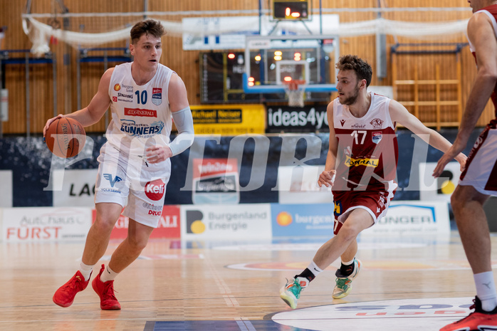 Basketball, Basketball Superliga 2022/23, Grunddurchgang Runde 20 , Oberwart Gunners, Flyers Wels, Brock Gardner (10), Jonas Winkler (17)