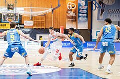 Basketball, Basketball Superliga 2022/23, Grunddurchgang Runde 20 , Oberwart Gunners, Flyers Wels, Roman Jagsch (9), Brock Gardner (10), Mike Holton (14), Rashaan Gyulain Mbemba (12)