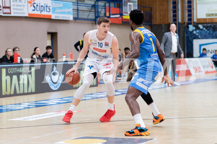 Basketball, Basketball Superliga 2022/23, Grunddurchgang Runde 20 , Oberwart Gunners, Flyers Wels, Brock Gardner (10), Kelvin Lewis (1)