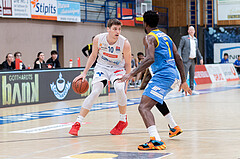 Basketball, Basketball Superliga 2022/23, Grunddurchgang Runde 20 , Oberwart Gunners, Flyers Wels, Brock Gardner (10), Kelvin Lewis (1)