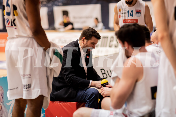 Basketball, Basketball Superliga 2022/23, Platzierungsrunde 3, Oberwart Gunners, BC Vienna, Horst Leitner (Coach)