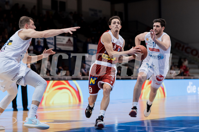 Basketball, Basketball Superliga 2022/23, Grunddurchgang Runde 20 , Oberwart Gunners, Flyers Wels, Edi Patekar (9), Lukas Hahn (9), John Joseph Rauch (11)