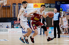 Basketball, Basketball Superliga 2022/23, Grunddurchgang Runde 20 , Oberwart Gunners, Flyers Wels, Derek Hanes (14), Lukas Hahn (9)