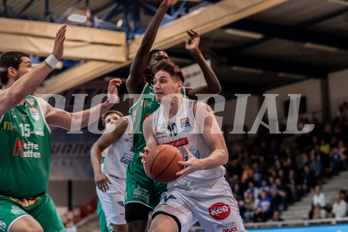 Basketball, Basketball Superliga 2022/23, Grunddurchgang Runde 21 , Oberwart Gunners, Kapfenberg Bulls, Lesley Varner (21), Brock Gardner (10)