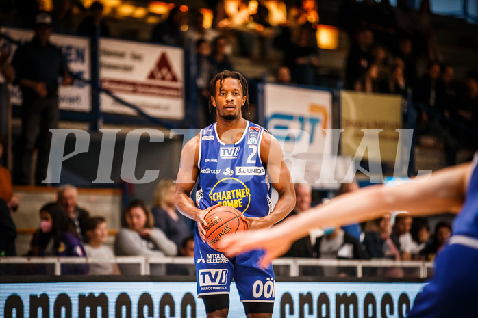 Basketball, bet-at-home Basketball Superliga 2021/22, Platzierungsrunde Spiel 1, Oberwart Gunners, Gmunden Swans, Cederic Anders (2)