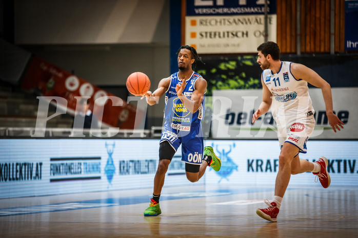 Basketball, bet-at-home Basketball Superliga 2021/22, Platzierungsrunde Spiel 1, Oberwart Gunners, Gmunden Swans, Cederic Anders (2)