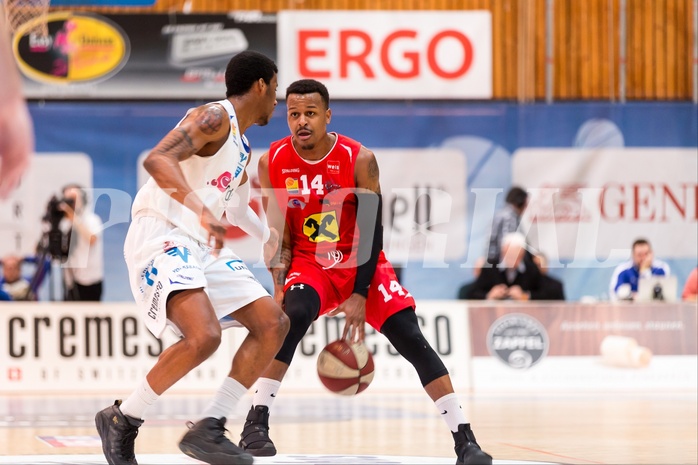 Basketball, ABL 2016/17, Grunddurchgang 21.Runde, Oberwart Gunners, WBC Wels, De Juan Wright (14), Andell Cumberbatch (13)
