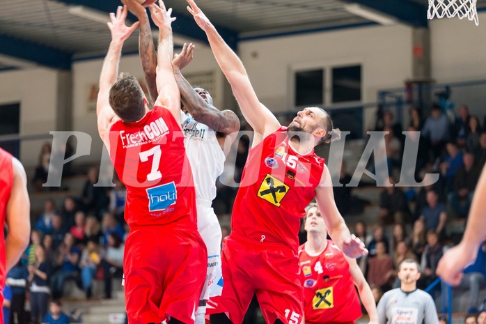 Basketball, ABL 2016/17, Grunddurchgang 21.Runde, Oberwart Gunners, WBC Wels, Jamari Traylor (9), Davor Lamesic (7), Ales Chan (15)