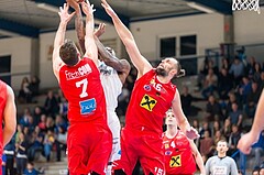 Basketball, ABL 2016/17, Grunddurchgang 21.Runde, Oberwart Gunners, WBC Wels, Jamari Traylor (9), Davor Lamesic (7), Ales Chan (15)
