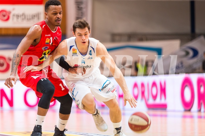 Basketball, ABL 2016/17, Grunddurchgang 21.Runde, Oberwart Gunners, WBC Wels, Jakob Szkutta (4), De Juan Wright (14)