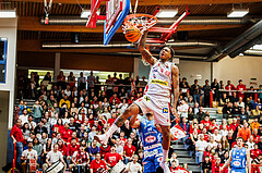 Basketball, win2day Basketball Superliga 2023/24, Viertelfinale Spiel 1, Traiskirchen Lions, SKN St.Pölten, Demarcus Demonia (4)