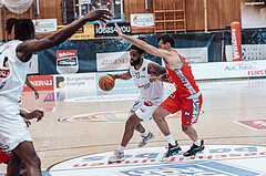 Basketball, Basketball Superliga 2023/24 , SF 4, Oberwart Gunners, Traiskirchen Lions, Kris Monroe (13), Fabricio Vay (11)