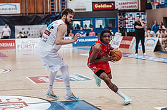 Basketball, Basketball Superliga 2023/24 , SF 4, Oberwart Gunners, Traiskirchen Lions, Daniel Koeppel (14), Demarcus Demonia (4)