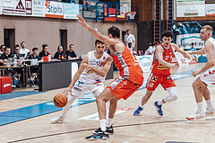 Basketball, Basketball Superliga 2023/24 , SF 4, Oberwart Gunners, Traiskirchen Lions, Jonathan Knessl (12), Fabricio Vay (11), Nils Kuehteubl (12), Edi Patekar (9)