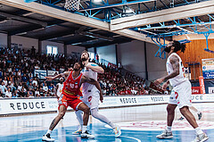 Basketball, Basketball Superliga 2023/24 , SF 4, Oberwart Gunners, Traiskirchen Lions, Jaquan Lawrence (40), Daniel Koeppel (14), Kris Monroe (13)