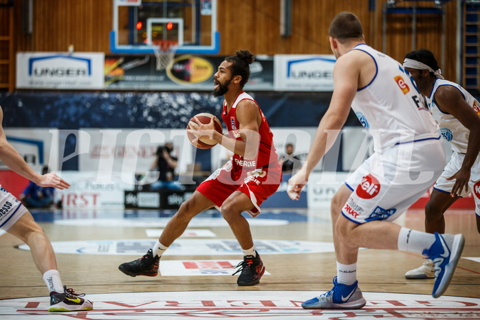 Basketball, bet-at-home Basketball Superliga 2020/21, Grunddurchgang 16. Runde, Oberwart Gunners, BC Vienna, Richaud Pack (4)