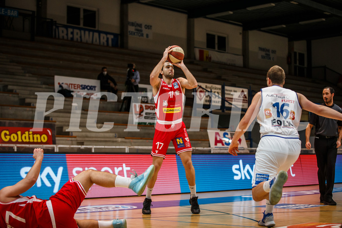 Basketball, bet-at-home Basketball Superliga 2020/21, Grunddurchgang, 18. Runde, Oberwart Gunners, Traiskirchen Lions, Dani Koljanin (17)