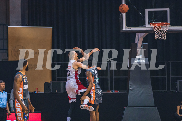 Basketball, Win2Day Superliga 2022/23, 2. Platzierungsrunde, BC Vienna, Klosterneuburg Dukes, Stefan Savic (13), Kevin Bracy-Davies (0)