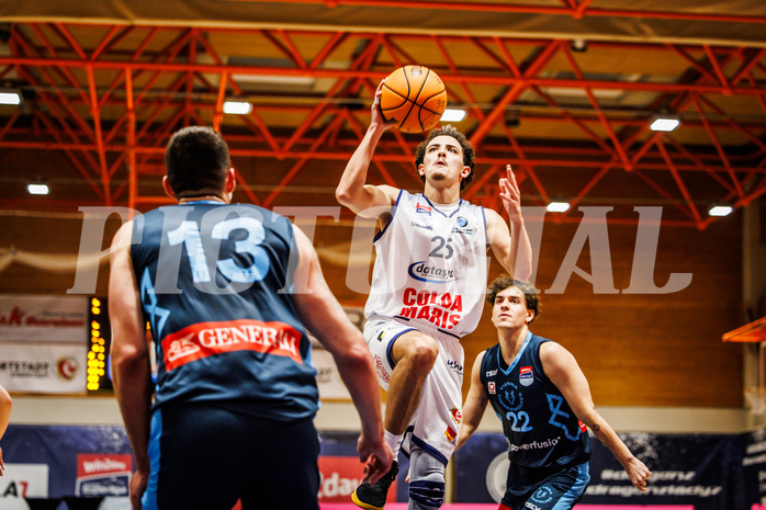 Basketball, win2day Basketball Superliga 2023/224, Grunddurchgang Runde 18, BBC Nord Dragonz, Oberwart Gunners, Lukas Hahn (25)