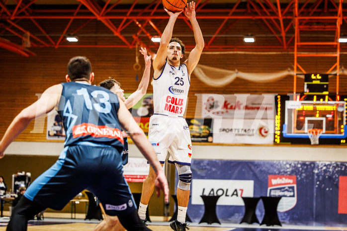 Basketball, win2day Basketball Superliga 2023/224, Grunddurchgang Runde 18, BBC Nord Dragonz, Oberwart Gunners, Lukas Hahn (25)