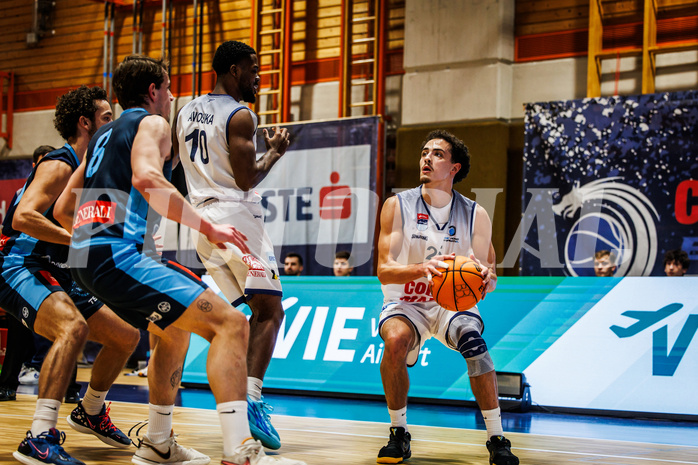 Basketball, win2day Basketball Superliga 2023/224, Grunddurchgang Runde 18, BBC Nord Dragonz, Oberwart Gunners, Lukas Hahn (25)