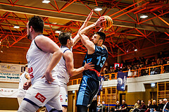 Basketball, win2day Basketball Superliga 2023/224, Grunddurchgang Runde 18, BBC Nord Dragonz, Oberwart Gunners, Ziga Fifolt (13)