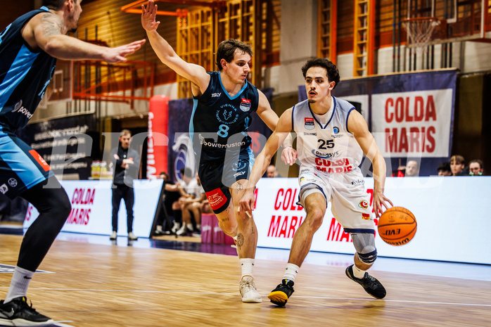 Basketball, win2day Basketball Superliga 2023/224, Grunddurchgang Runde 18, BBC Nord Dragonz, Oberwart Gunners, Lukas Hahn (25)