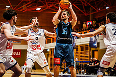 Basketball, win2day Basketball Superliga 2023/224, Grunddurchgang Runde 18, BBC Nord Dragonz, Oberwart Gunners, Moritz Lanegger (21)