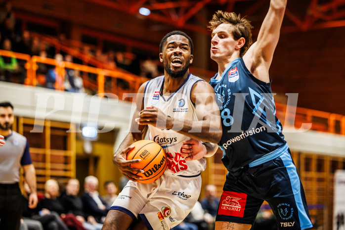 Basketball, win2day Basketball Superliga 2023/224, Grunddurchgang Runde 18, BBC Nord Dragonz, Oberwart Gunners, Austen Awosika (10)