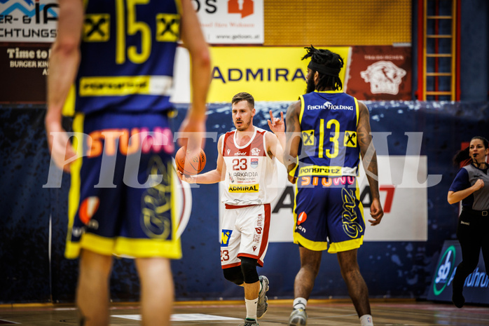 Basketball, win2day Basketball Superliga 2022/23, 8. Qualifikationsrunde, Traiskirchen Lions, UBSC Graz, Emilio Banic (23)