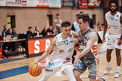 Basketball, Basketball Superliga 2023/24, Grunddurchgang 20.Runde, Oberwart Gunners, Klosterneuburg Dukes, Jonathan Knessl (12), Valentin Bauer (14)