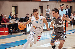 Basketball, Basketball Superliga 2023/24, Grunddurchgang 20.Runde, Oberwart Gunners, Klosterneuburg Dukes, Jonathan Knessl (12), Valentin Bauer (14)