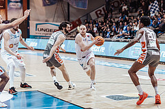 Basketball, Basketball Superliga 2023/24, Grunddurchgang 20.Runde, Oberwart Gunners, Klosterneuburg Dukes, Will Carius (24), Sebastian Kaeferle (7)