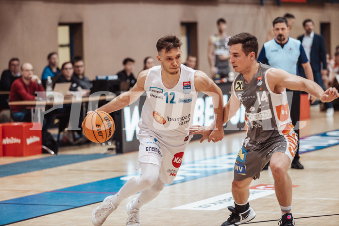 Basketball, Basketball Superliga 2023/24, Grunddurchgang 20.Runde, Oberwart Gunners, Klosterneuburg Dukes, Jonathan Knessl (12), Valentin Bauer (14)