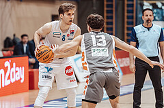 Basketball, Basketball Superliga 2023/24, Grunddurchgang 20.Runde, Oberwart Gunners, Klosterneuburg Dukes, Florian Koeppel (8), Lukas Reichle (13)