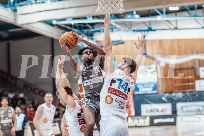 Basketball, Basketball Superliga 2023/24, Grunddurchgang 20.Runde, Oberwart Gunners, Klosterneuburg Dukes, Jonathan Knessl (12), Michael Weathers (20), Daniel Koeppel (14)