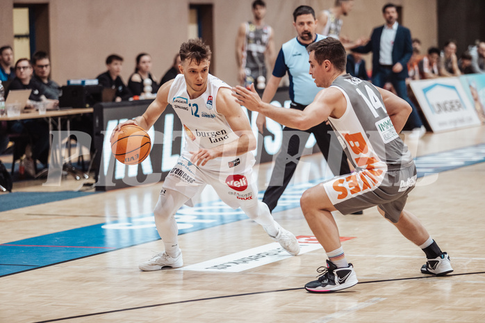 Basketball, Basketball Superliga 2023/24, Grunddurchgang 20.Runde, Oberwart Gunners, Klosterneuburg Dukes, Jonathan Knessl (12), Valentin Bauer (14)