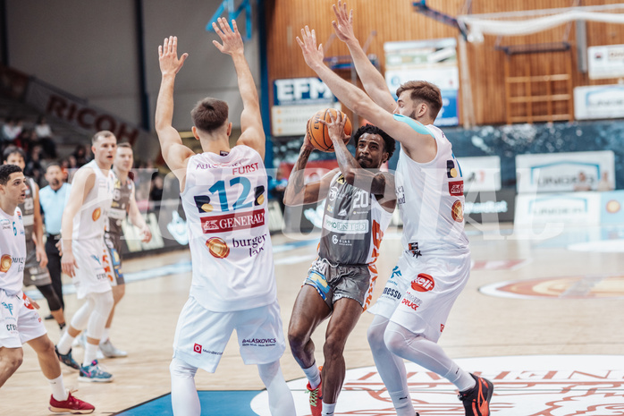 Basketball, Basketball Superliga 2023/24, Grunddurchgang 20.Runde, Oberwart Gunners, Klosterneuburg Dukes, Jonathan Knessl (12), Michael Weathers (20), Daniel Koeppel (14)